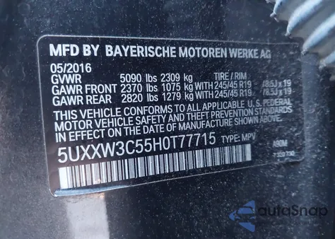 2017 BMW X4 xDrive28I z USA, uszkodzony, nr VIN 5UXXW3C55H0T77715